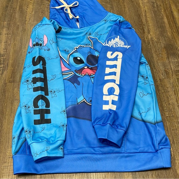 Blue Stitch‎ Hoodie “ Ohana means family” Size Medium - Picture 4 of 15
